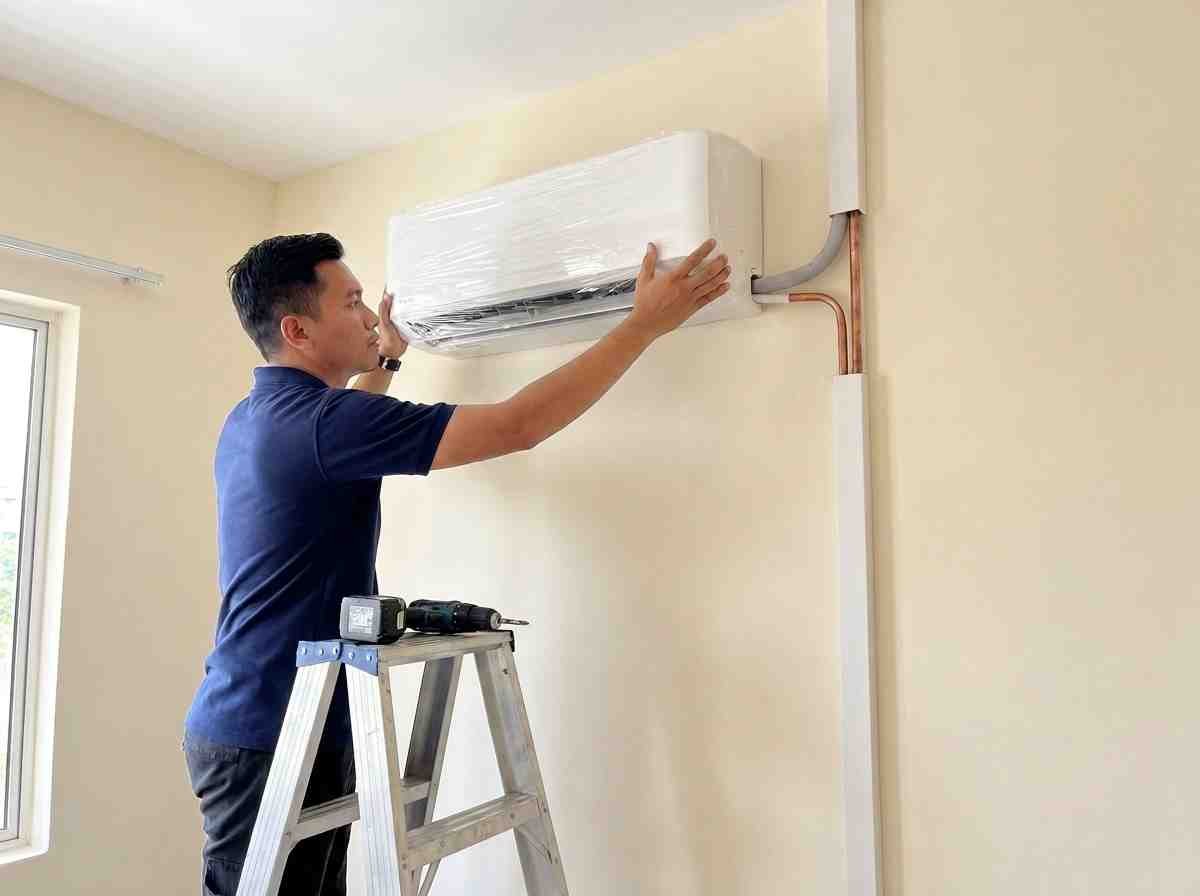 Newly installed wall aircond unit