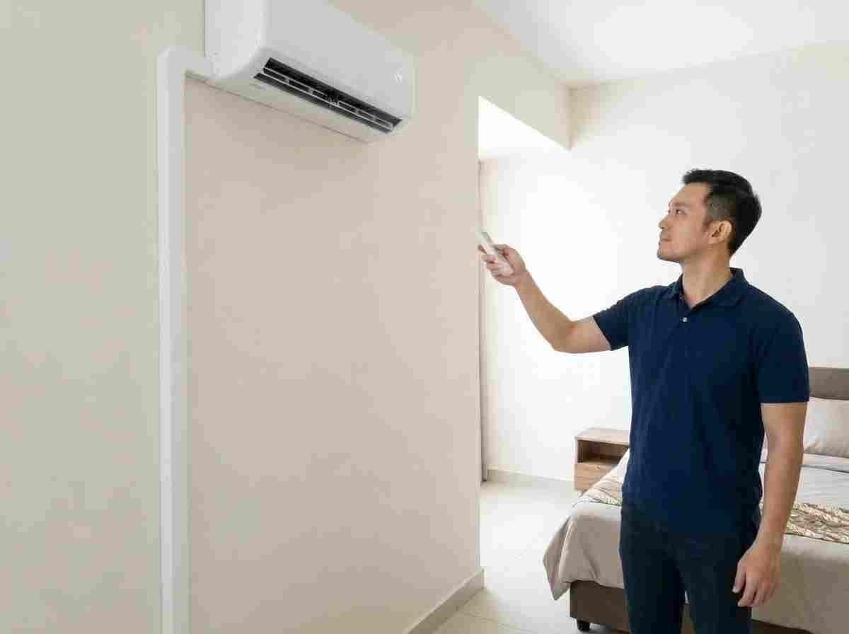 Newly installed wall-mounted aircond unit